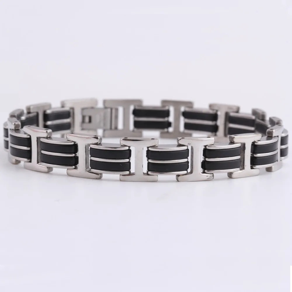 Мужской браслет из нержавеющей стали резиновый на запястье ювелирное