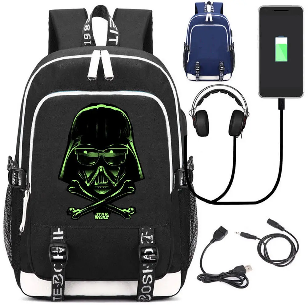 StarWars серии школа рюкзак USB зарядка Интерфейс ноутбука Путешествия сумка унисекс вентиляторы работают сумки 1" высокое качество - Цвет: Darth Vader 01