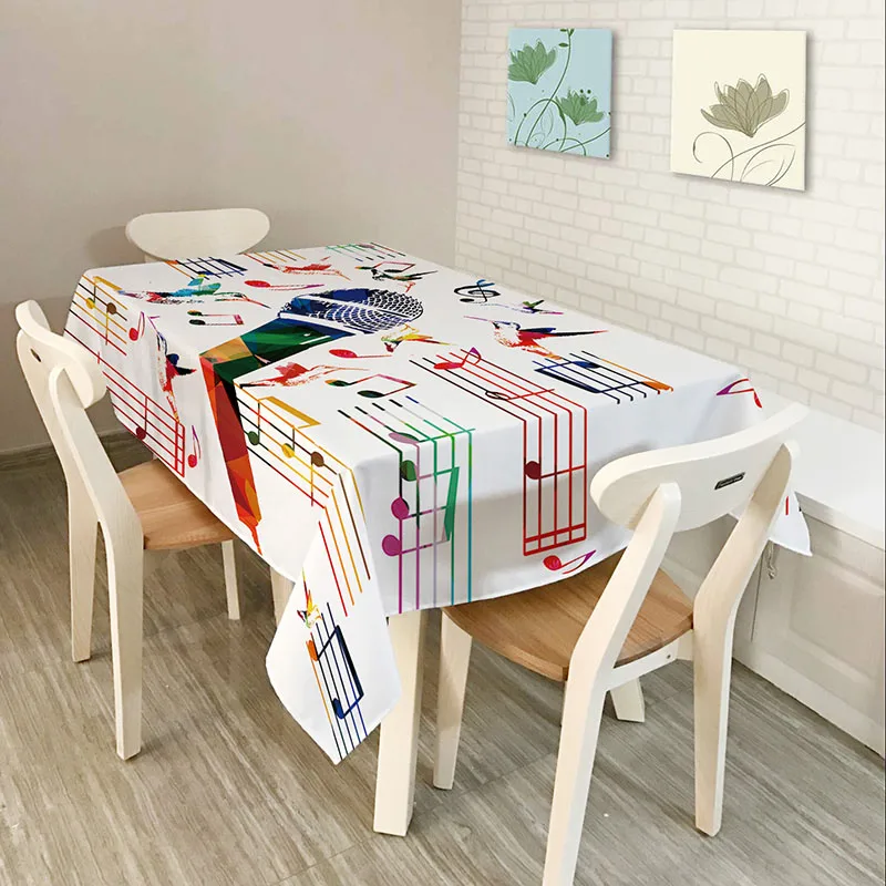DecorUhome полиэстер водонепроницаемые прямоугольные скатерти музыка Стикеры на клавиши пианино гитара маслостойкая домашняя скатерть скатерти на Банкетный стол