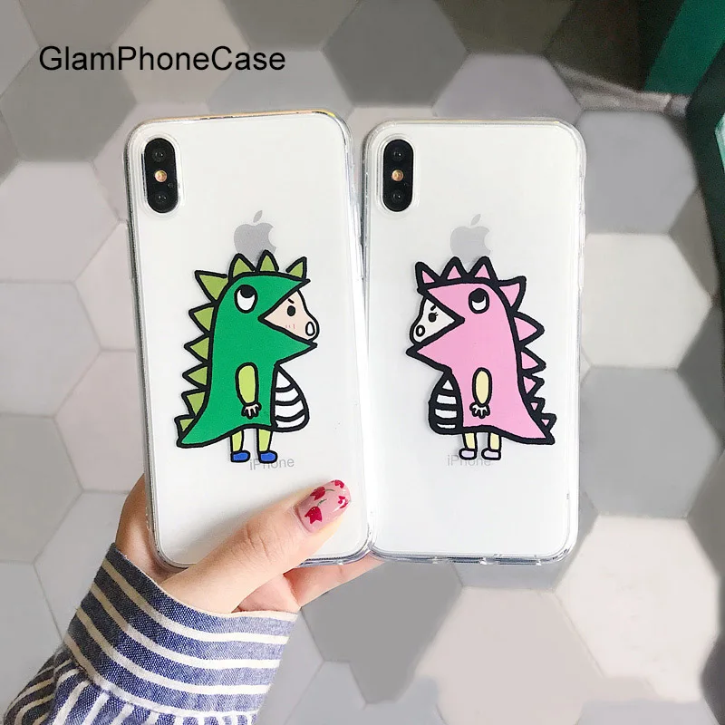 GlamPhoneCase милый мультяшный динозавр чехол для телефона iPhone X XS Max XR Мягкий