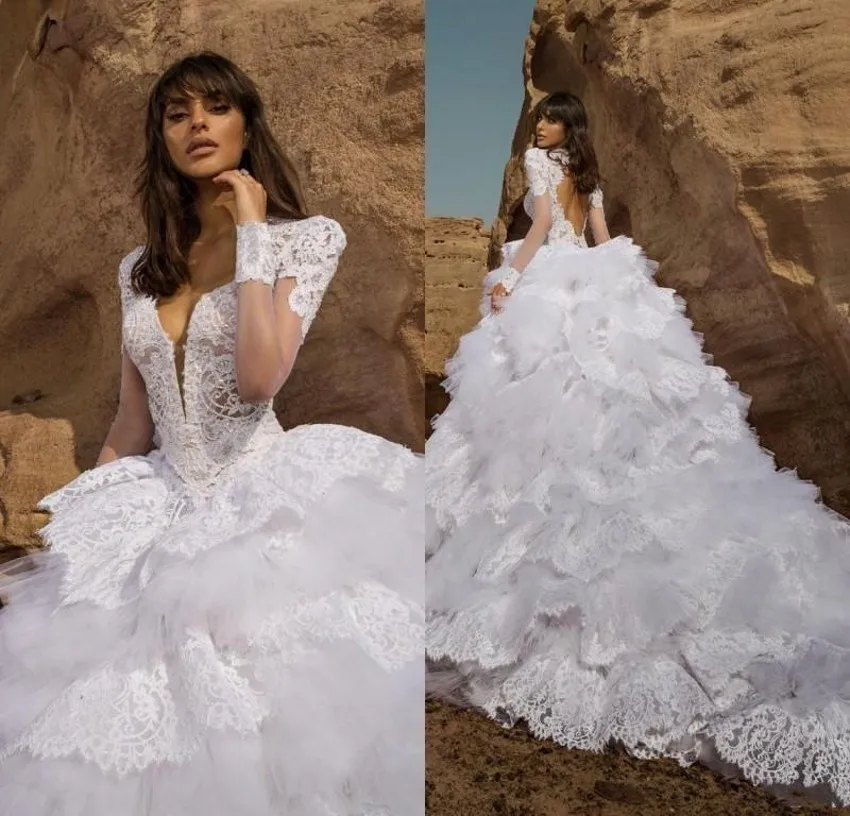 Новая Мода Бальное платье V-образным Вырезом Кружева Короткие Cap Рукавом Backless