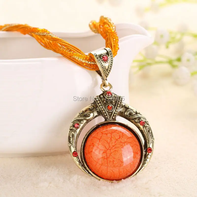 

Stone Necklaces for women gifts Stone Dome Pendant Necklace for girls Fashion Rope Necklace Vintage Necklaces