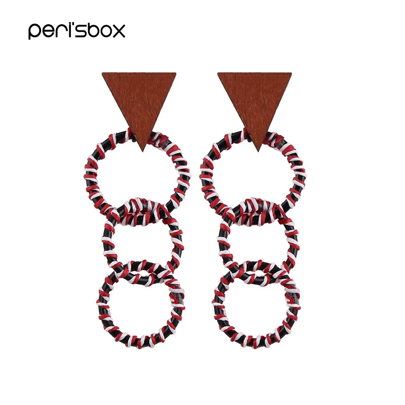 Peri'sBox богемные висячие серьги с множеством камней деревянная Серьга для женщин