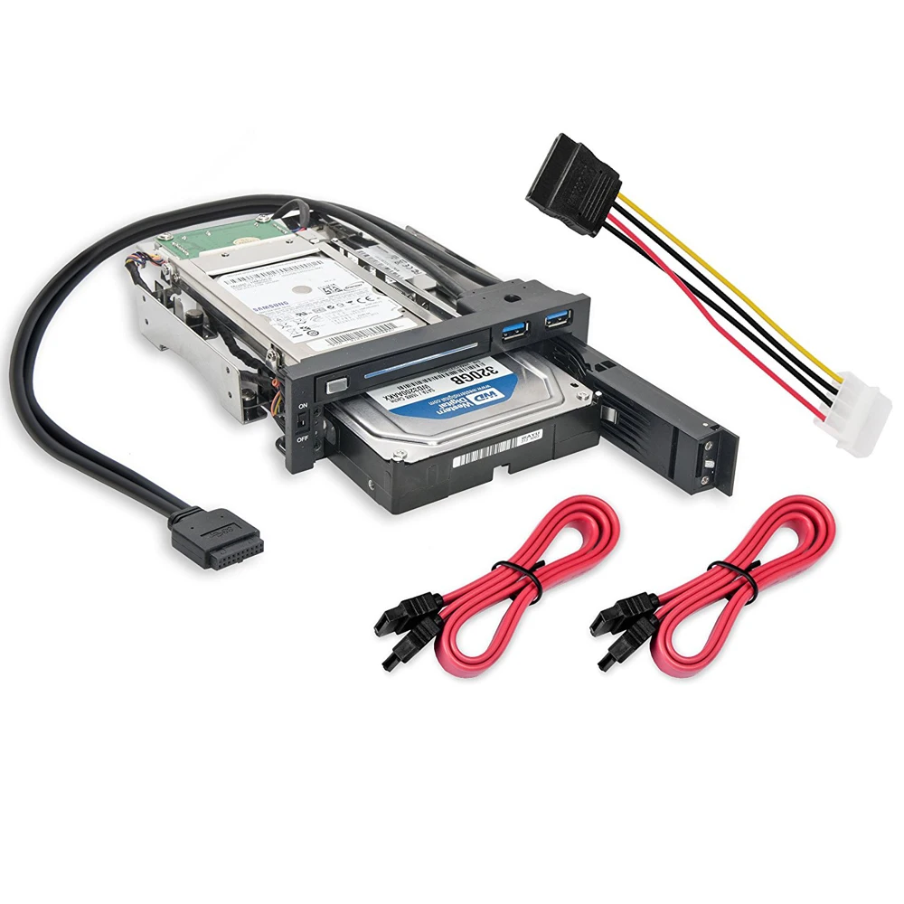 Большая распродажа 5,2" отсек лотка меньше Мобильная стойка для 3,5" и 2," Sata III HDD с дополнительным 2 портами USB 3,0-SY-MRA55006