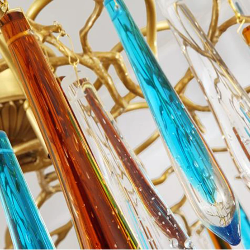 

Luxury Art Deco coloured glaze copper Pendant Lights crystal hanging lamps living room dinning room colorful LED Pendant Lights