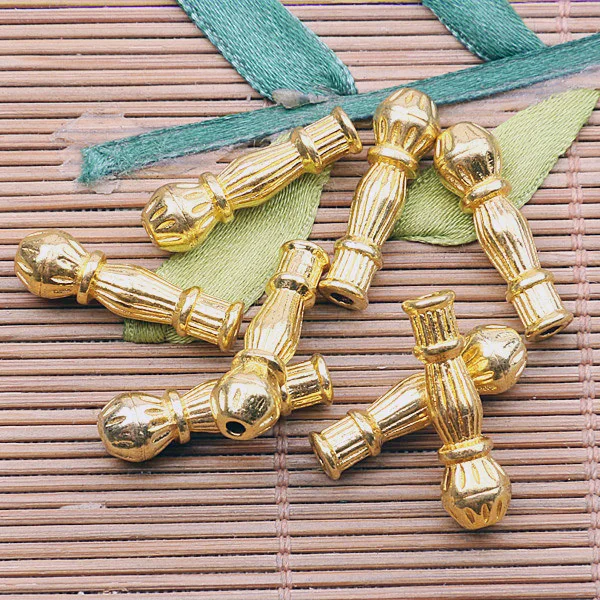 

20pcs dark gold color lined pattern 23mm long spacer charms EF2596