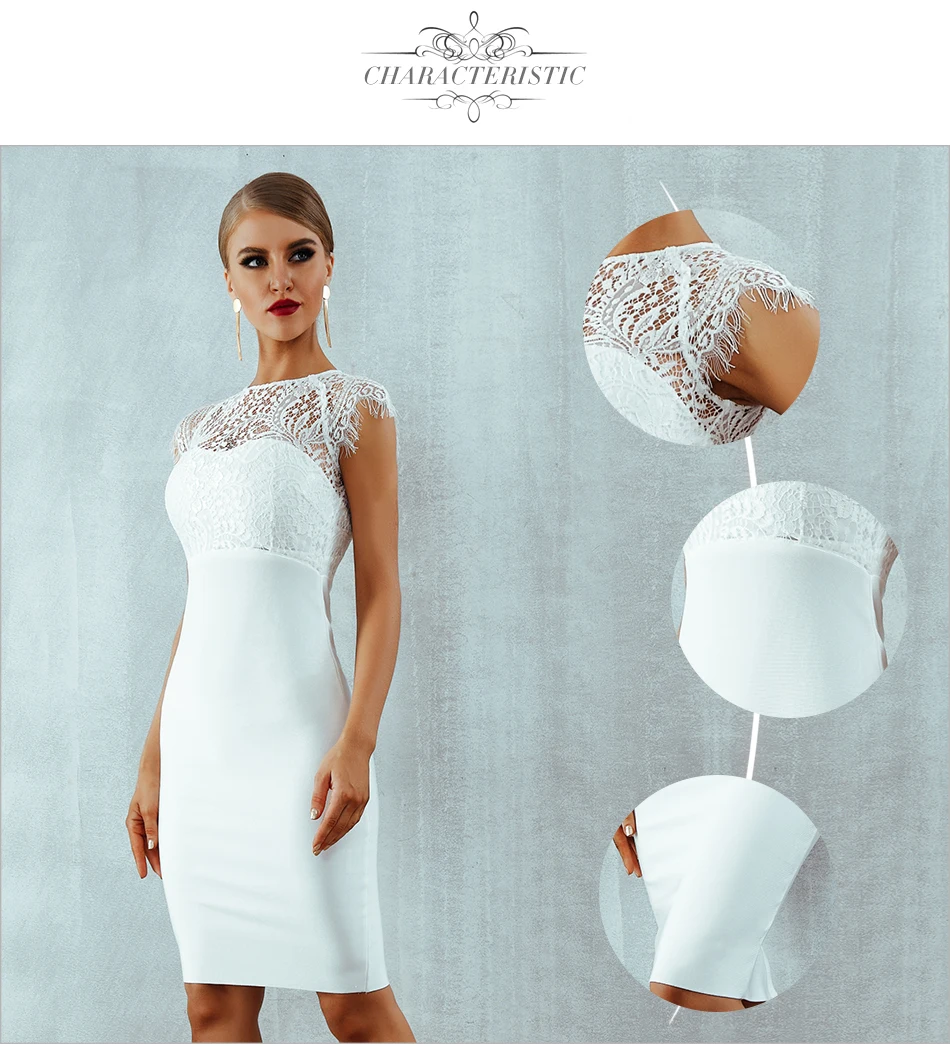 Adyce новое летнее женское белое Бандажное Платье Vestidos сексуальное черное кружевное с коротким рукавом открытое Клубное платье вечернее платье