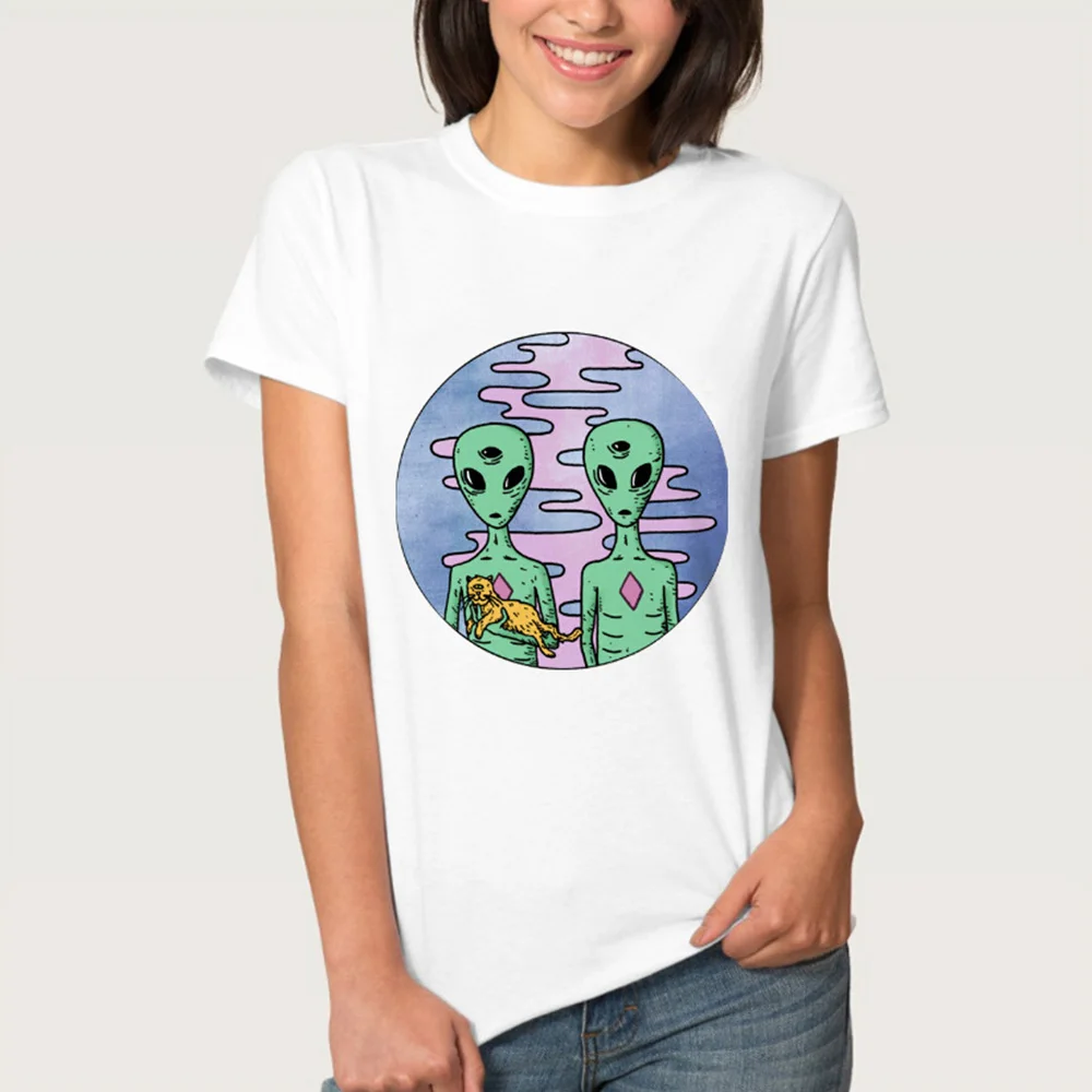 Msguide Tee Shirt Aliens T Women Short Sleeve Comfortable Female T-Shirts Camiseta Blusa | Женская одежда