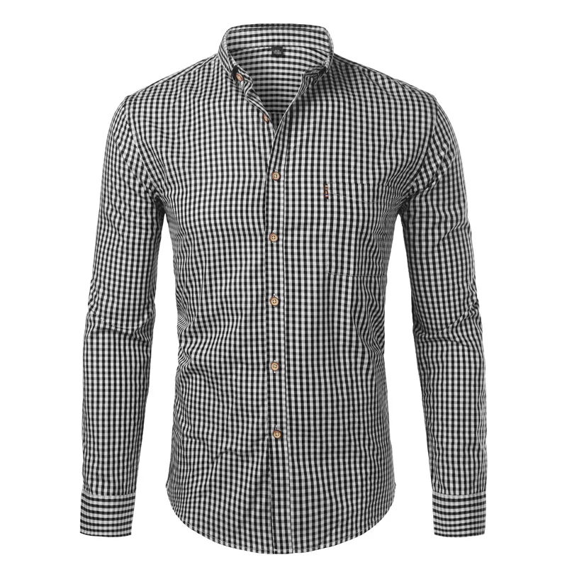 Mens Plaid Cotton Casual Slim Fit Long Sleeve Button Down Dress Shirts 2022 Fashion Men Work Business Brand Shirt Chemise Homme