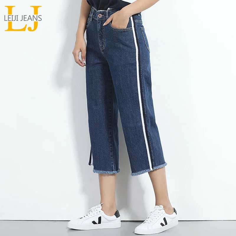 LEIJIJEANS Новое поступление весенние размера плюс в полоску по бокам с кисточками