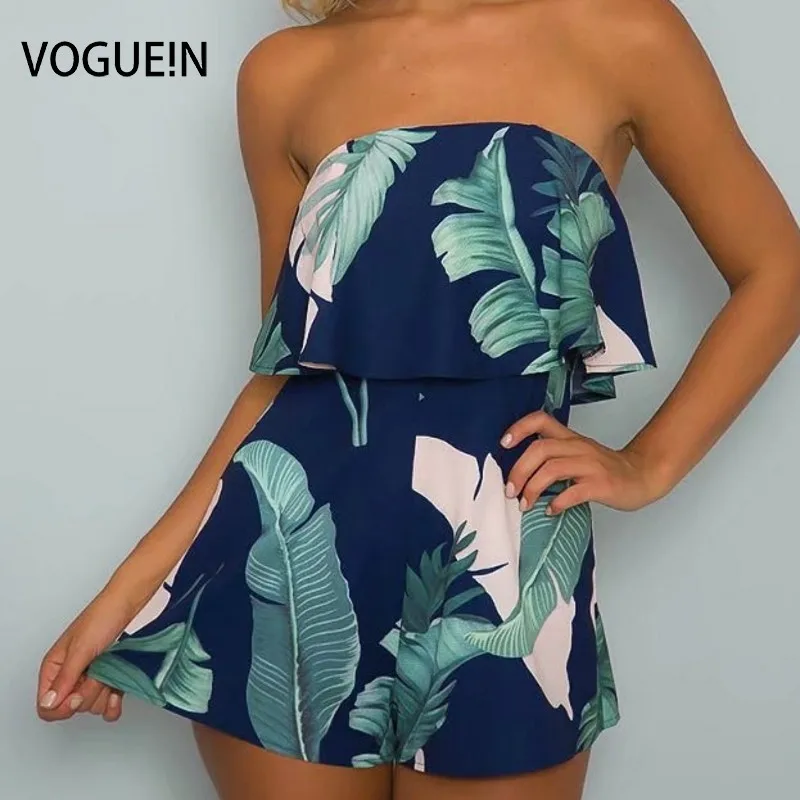 VOGUE! N Новый женский сексуальный комбинезон с открытыми плечами и цветочным