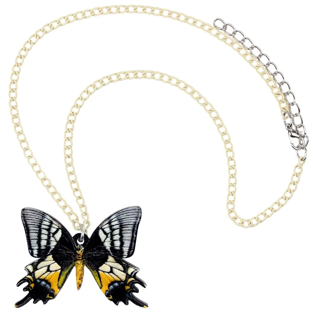 Bonsny Acrylic Golden Kaiserihind Butterfly Necklace Pendant Chain Collar Summer Tropic Insect Jewelry For Women Girls Gift New | Украшения