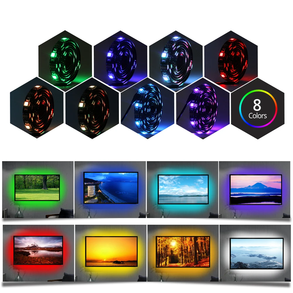 0 5 м/1 м/2 м Светодиодная лента светильник RGB 5050 Диодная Лента светодиодная s с