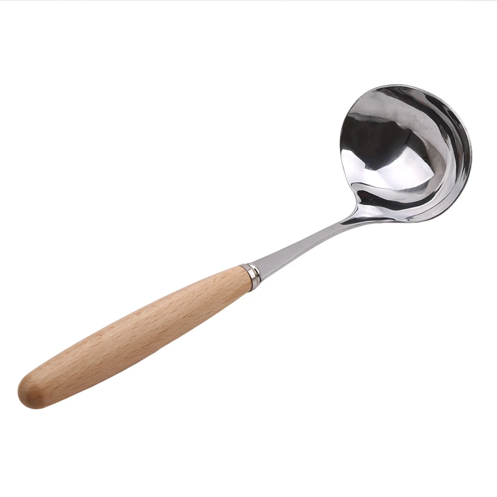 Горячая распродажа Корейская стильная деревянная ручка большая круглая ложка из