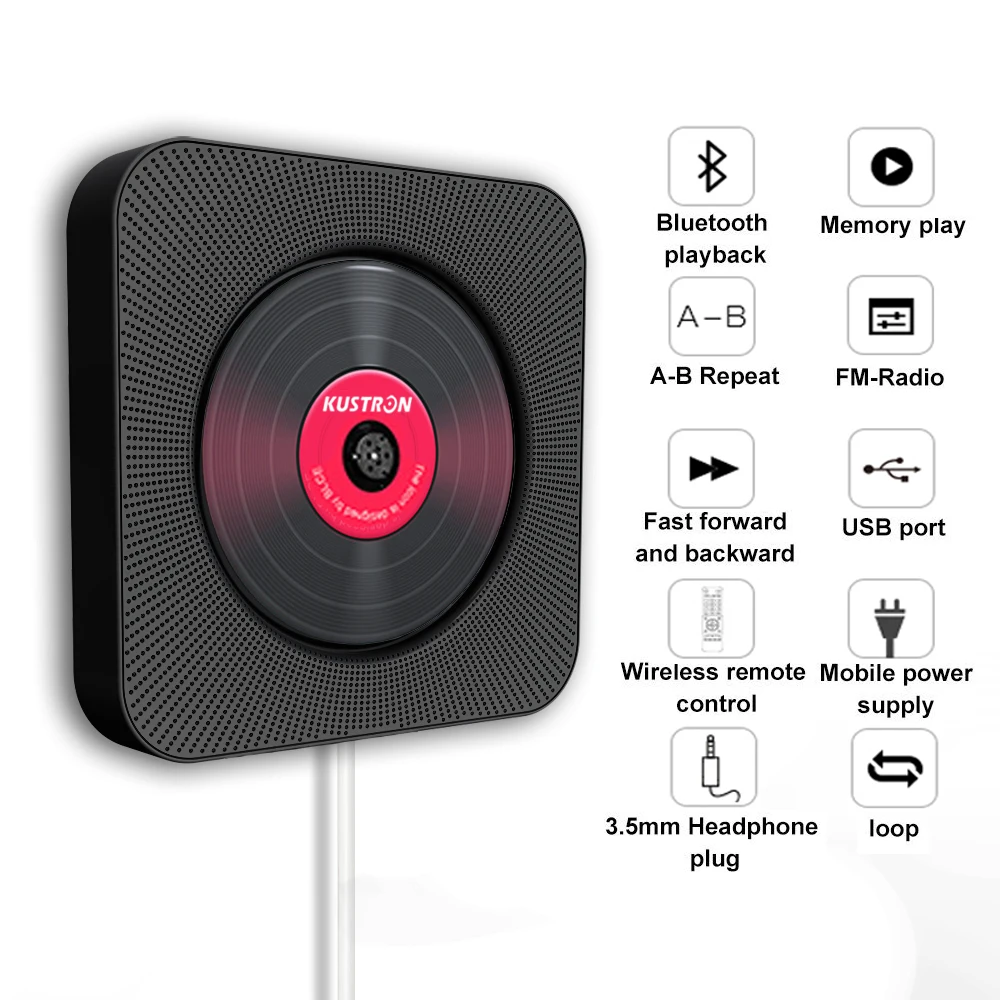 Настенный Bluetooth cd плеер потяните переключатель с дистанционным HiFi динамиком USB