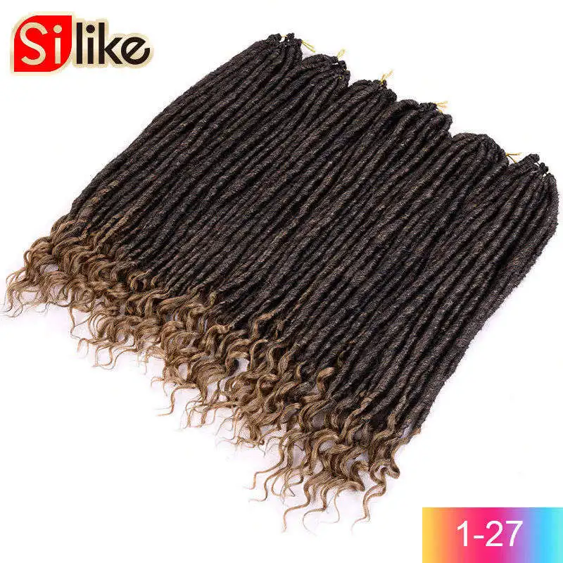 #18 Silike 14 18 дюймов мягкие Faux Locs Curly концы крючком плетение волос синтетические волосы для наращивания 24 подставки/упаковка богиня искусственный Locs - Цвет: #18