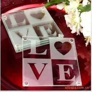 Свадебные подарки и свадебные набор стеклянных подставок LOVE 100 шт./лот|favor