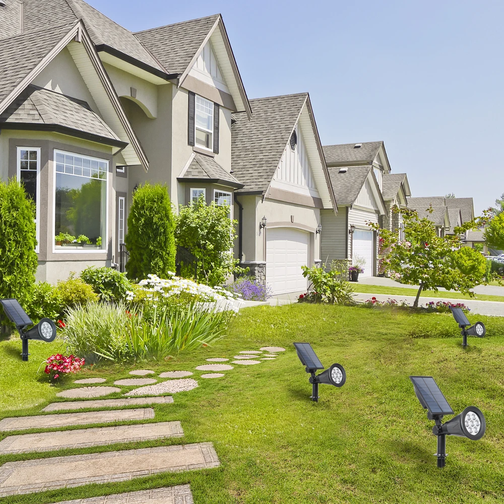 

T-SUNRISE 2 PACK 7LED Solar Spotlight Garden Outdoor Lighting Solar Powered Light for Landscaping Ground or Wall Mount Options