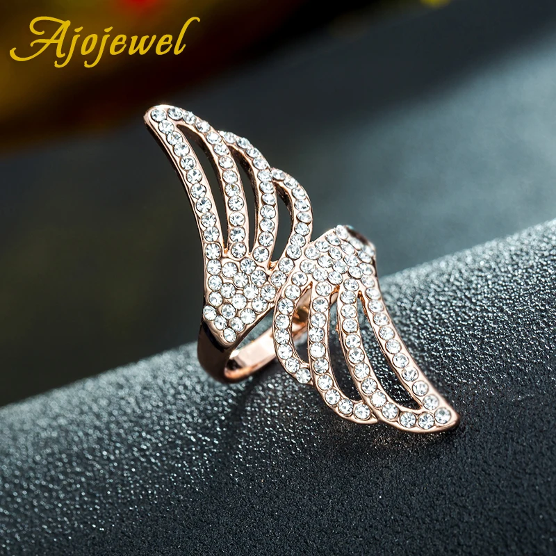 Ajojewel#6-9 новые модные ангельские крылья кольцо микро Кристалл розовое золото цвет кольца для женщин аксессуары для свадьбы, помолвки