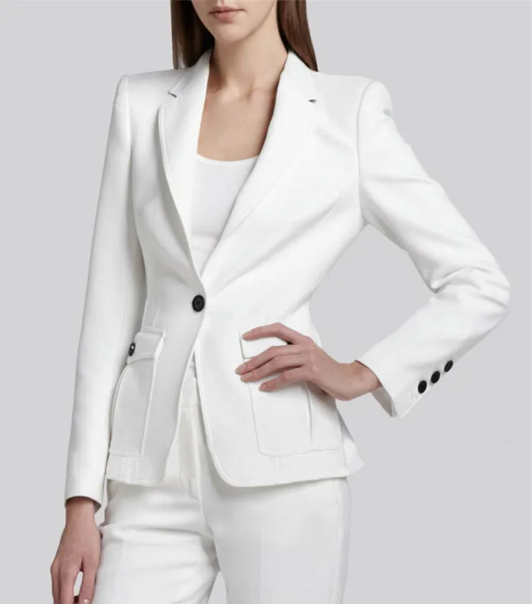 

2015 на заказ белый OL стиль длинный рукав костюм женский деловой Тонкий костюм на осень и весну