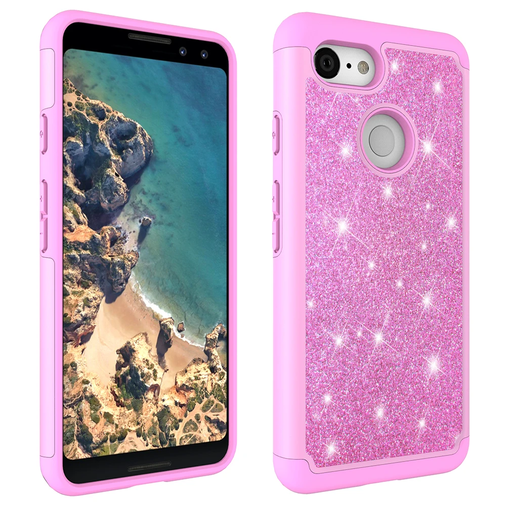 Чехол для Google Pixel 3 блестящий двухслойный ПК силиконовый чехол XL аксессуары