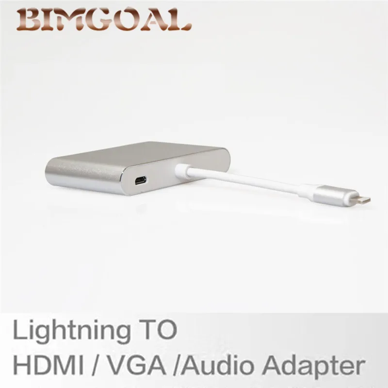 Серебряный алюминиевый сплав для lightning к hdmi vga 1080P видео адаптер конвертер с 3 5 jack