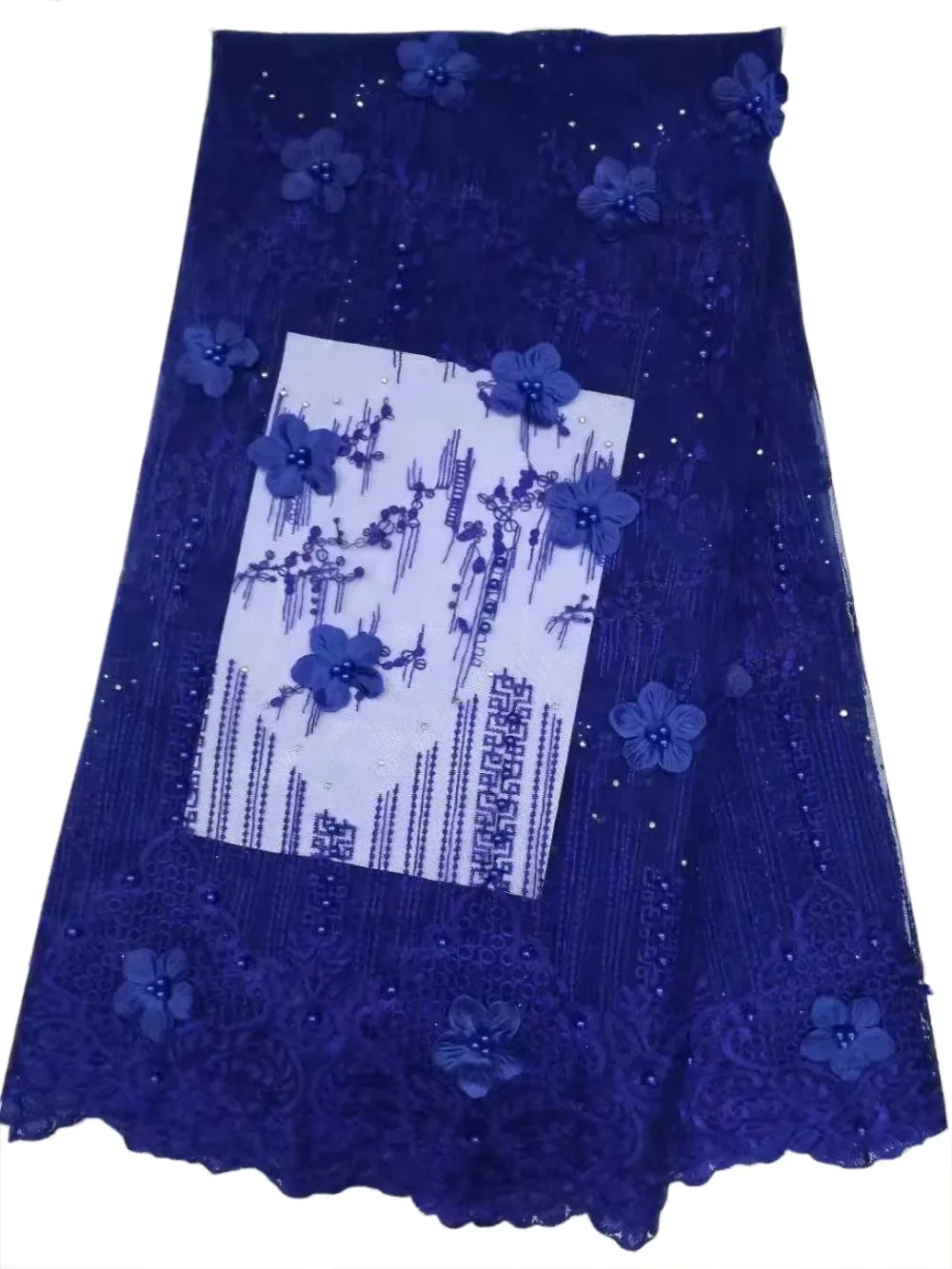 Последняя синяя африканская кружевная ткань вышитая Тюль французское кружево с