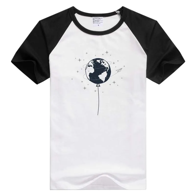 Earth Globe Balloon Paper Airplane short sleeve casual Men Women T-shirt Comfortable Tshirt Cool Print Tops GA1140 | Мужская одежда