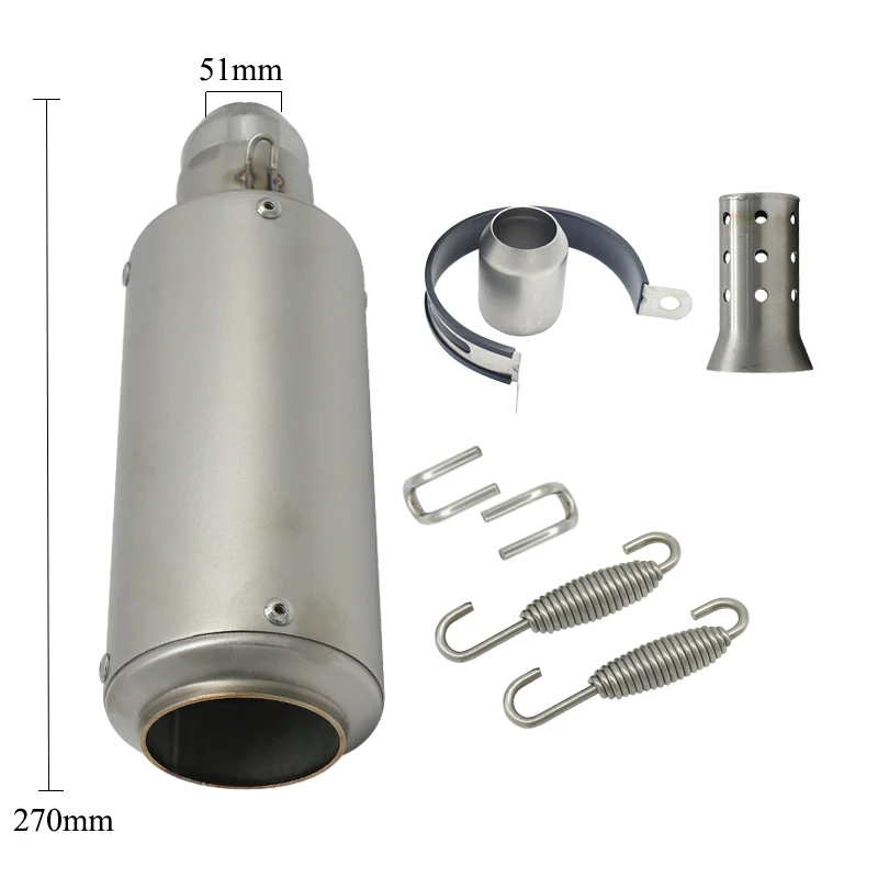 Round 51mm silencer 51 мм 60 мм Универсальный мотоцикл для SC GP гоночный проект выхлопная труба глушителя спортивный мотоцикл из нержавеющей стали Круглый Титан 4 типа - Цвет: Round 51mm silencer