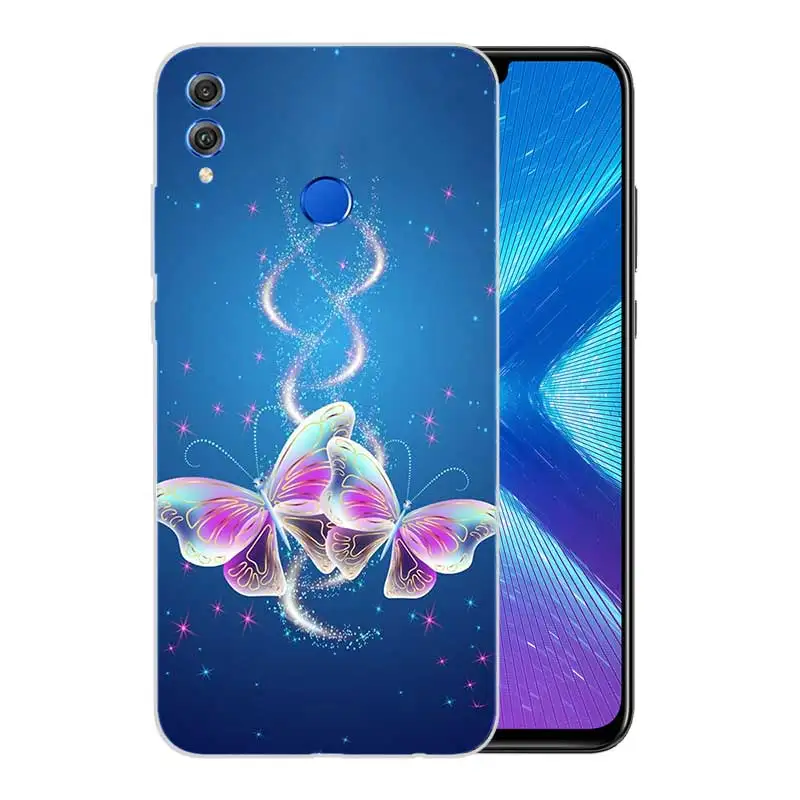 Матовый мягкий с рисунком бабочки чехол для Huawei Honor V20 8X 7 8 9 10 lite 7X 8A V9 Play |