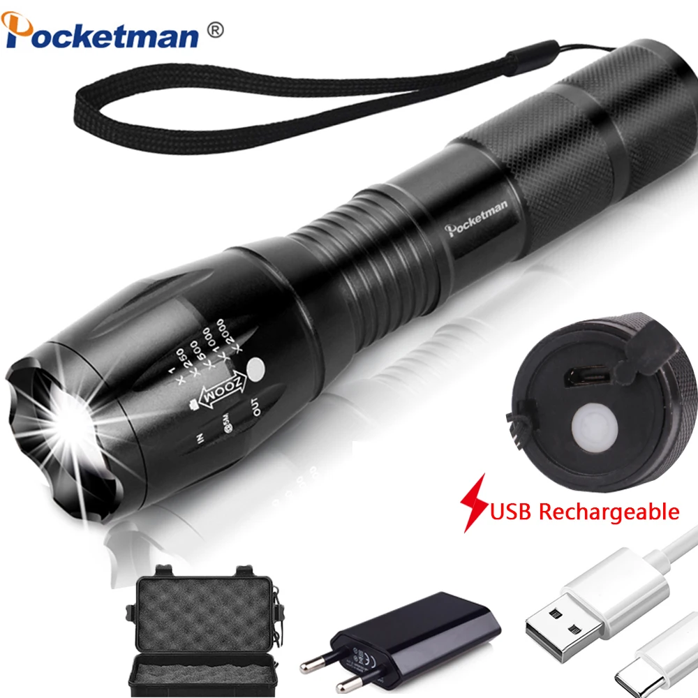 Самый яркий USB Перезаряжаемый фонарик Lanterna LED COB + L2/T6 тактический фонарь