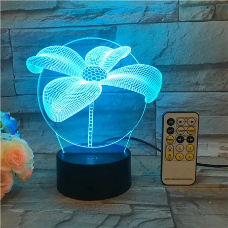 Ночсветильник с цветами 3D сенсорный выключатель USB и пульт дистанционного
