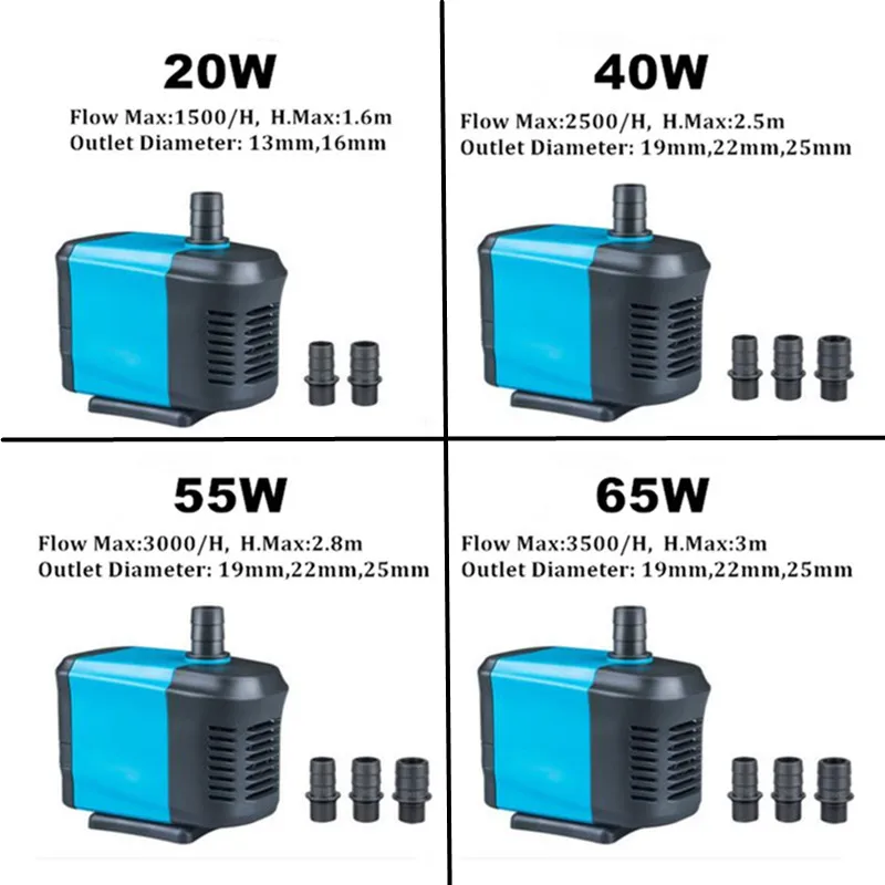 

Aquarium Pump Submersible Fountain Water Pump Bomba For Pond Fish Tank Garden Water Circultaion 20/40/55/65W