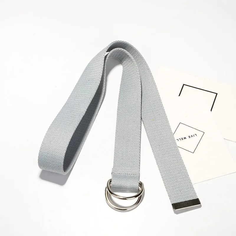 light gray 110 см длинный ремень с d-образным кольцом и пряжкой Harajuku на молнии, Универсальный ультра длинный холщовый ремень для влюбленных, короткий однотонный длинный ремень - Цвет: light gray