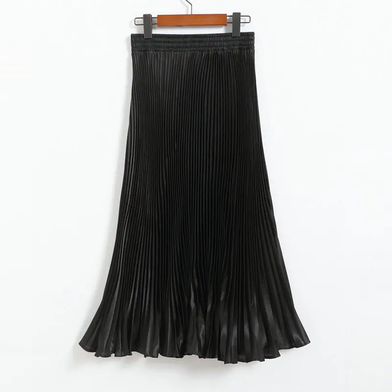 2017 весенне Летняя женская Однотонная юбка принцессы металлик Женская длинная