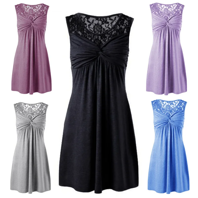 5xl большой размер ropa de mujer robe ete 2019 футболка платье с О-образным вырезом кружевное