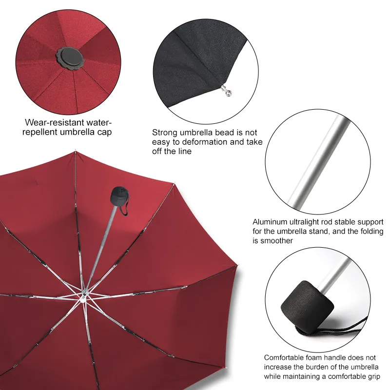 Мини Карманный Зонт от дождя для женщин 3 Складной Ветрозащитный Открытый