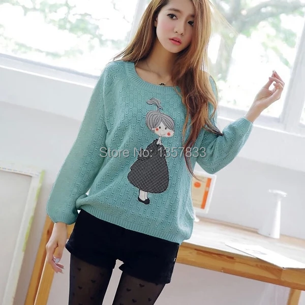 FREE SHIPPING hight quality chic O Neck sweater /blends cardigan /women pullover ladies hoddies women sweaters 2014 new fashion | Женская