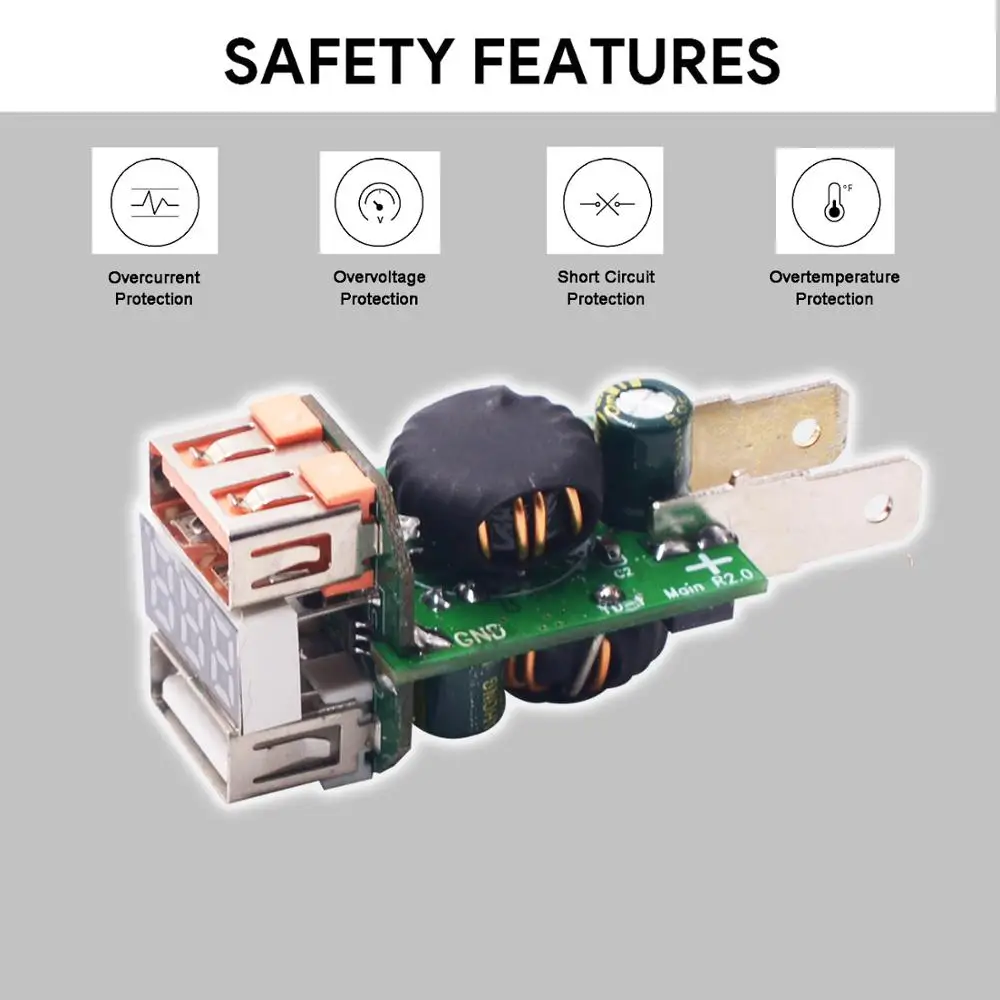 Быстрое зарядное устройство с двумя USB-портами 12-24 В QC3.0 USB-зарядное для мотоцикла