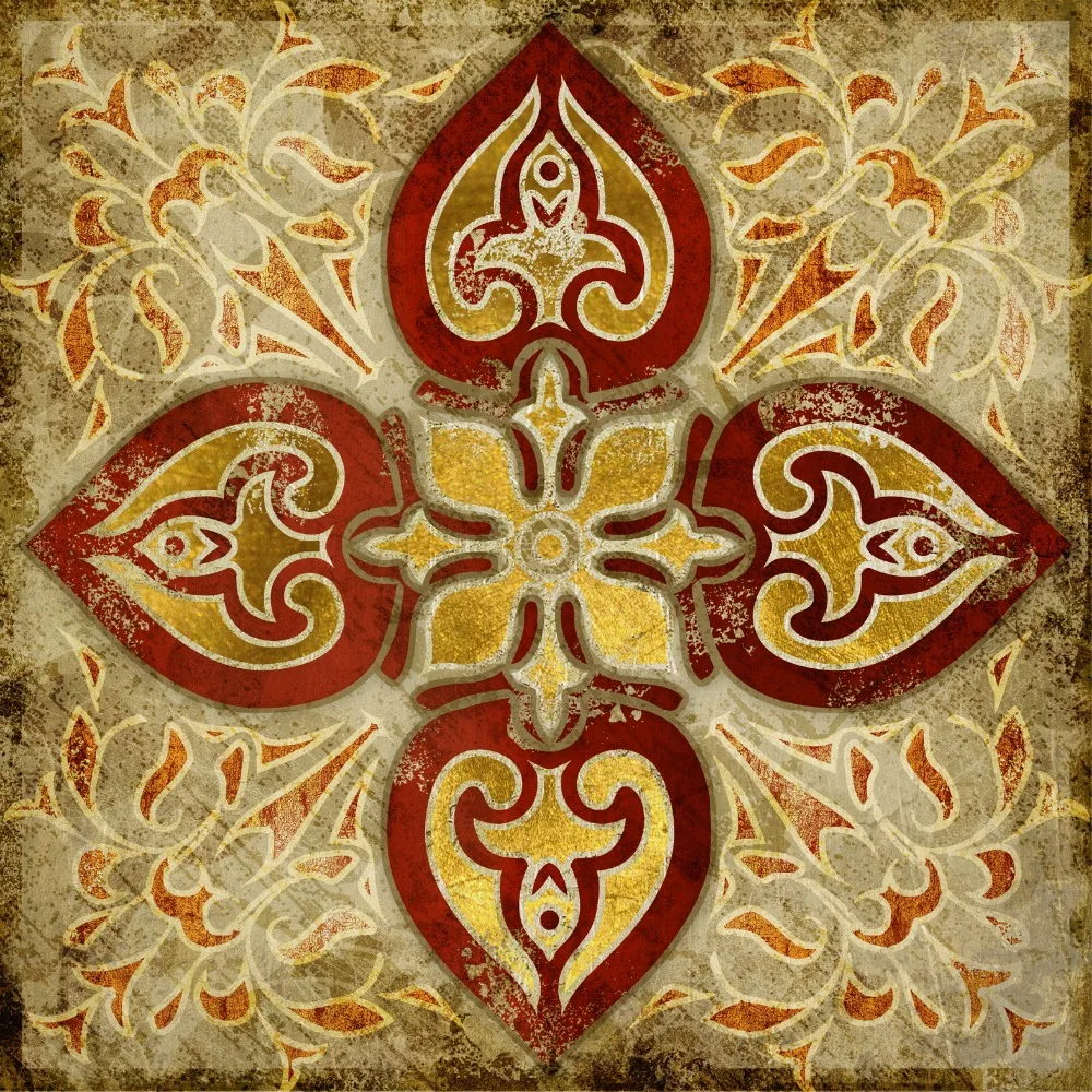 4 шт. Холст Искусство марокканский стиль Золотой Национальный индийский домашний