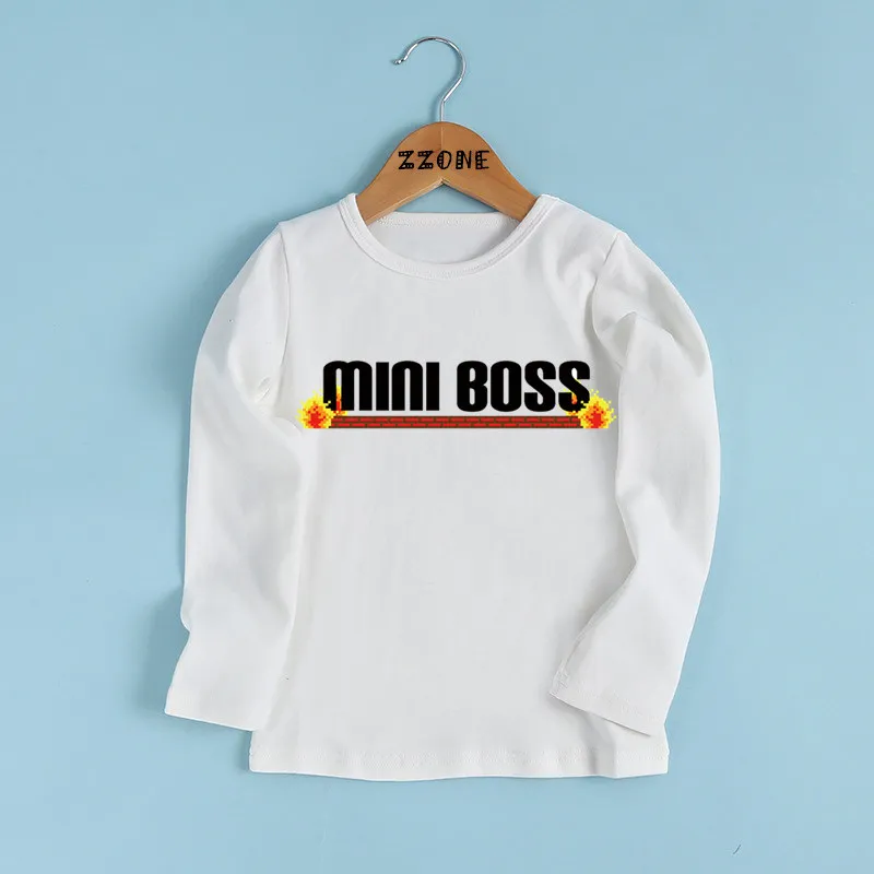 Детская забавная повседневная одежда футболка с надписью MINI BOSS для мальчиков и
