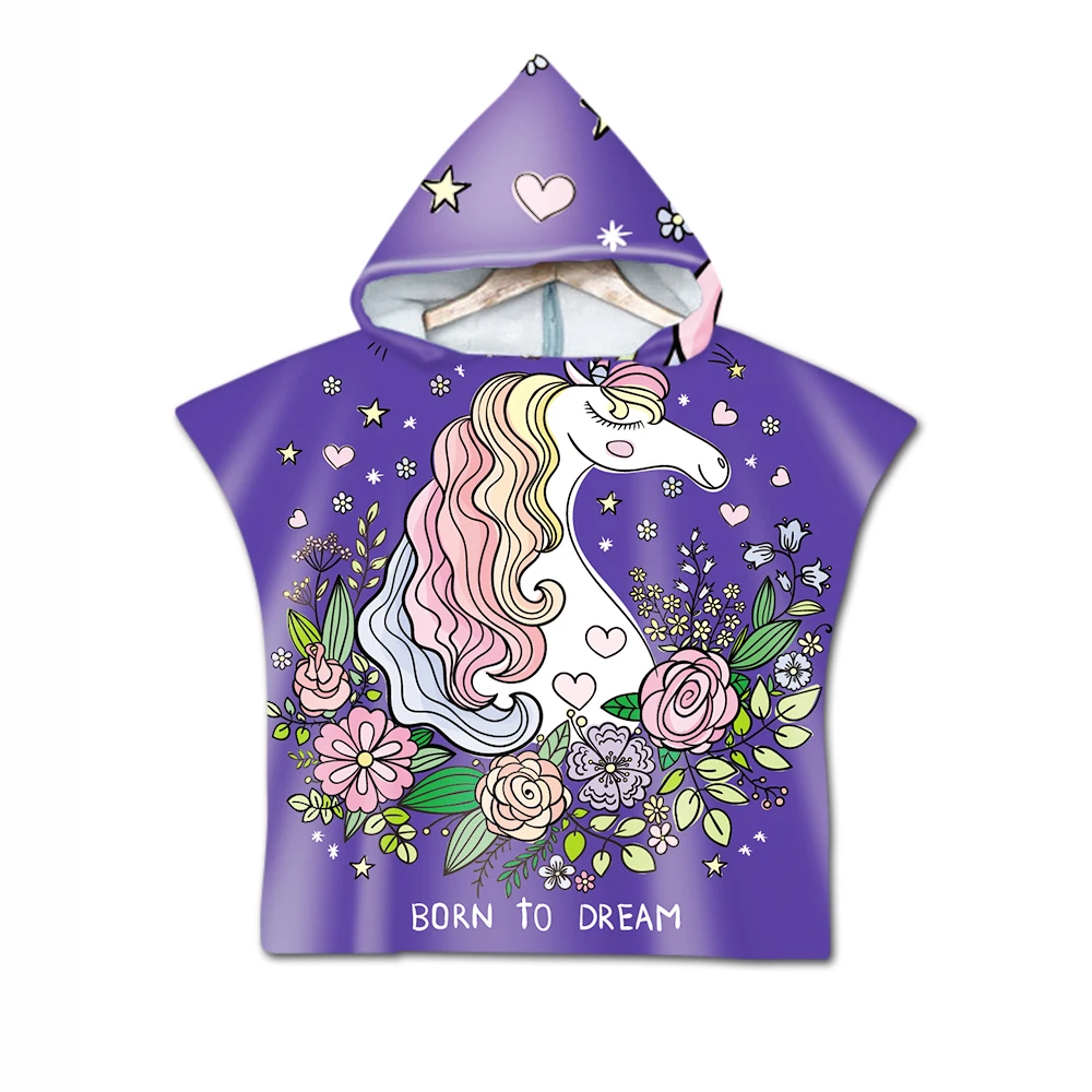 

3D Printing Unicorn Cartoon Pattern Beach Towel Baby Children Hooded Bath Towel Baby Boys Girls Bath Soft Towel