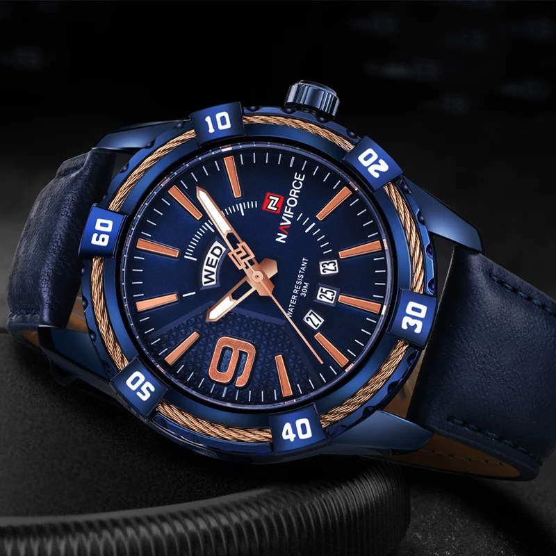 2018 NAVIFORCE Brand Men's Fashion Casual Sport Watches Waterproof Leather Quartz Watch Man military Hour Date Clock Relogio | Наручные