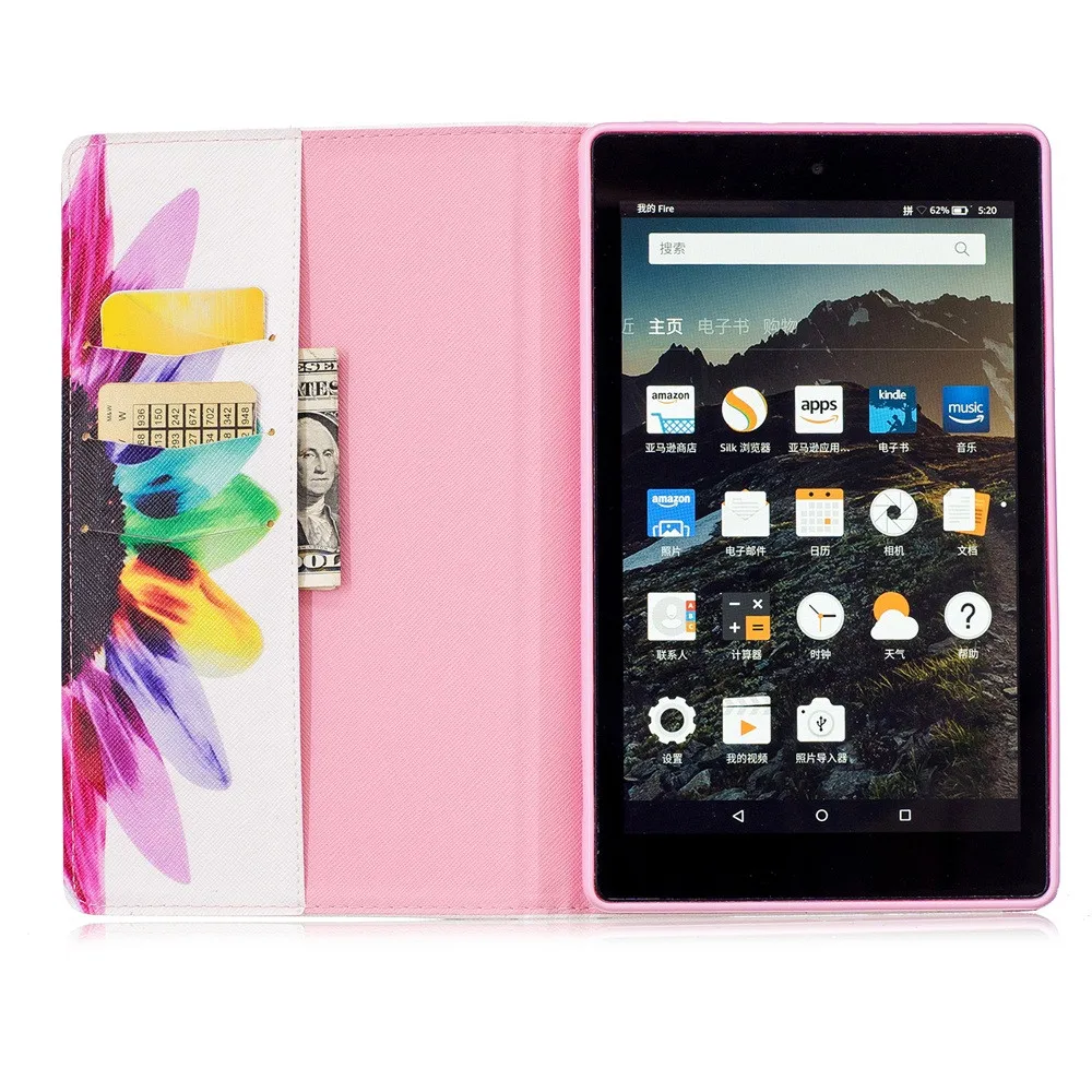 Модный защитный чехол с принтом для Amazon Kindle Fire HD 8 Смарт Флип складной кожаный чехол для планшета# ZS