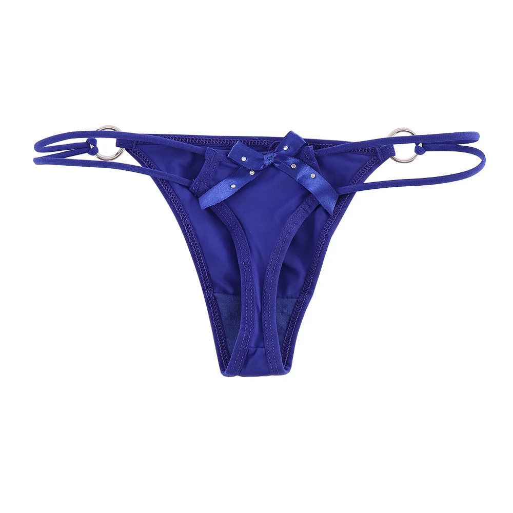 royal blue Сексуальное нижнее белье, кружевные стринги с бантиком, женские трусики-стринги, женские эластичные бандажные дизайнерские трусики с железными кольцами, женские трусики - Цвет: royal blue