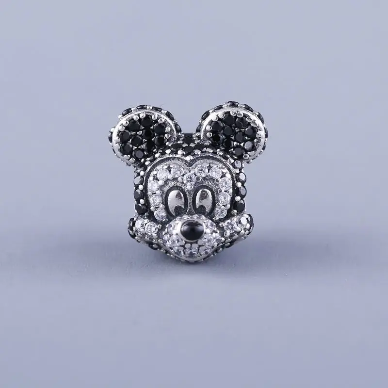 Черный Подходит Pandora браслет серебряные бусины 925 пробы с прозрачный CZ камень Микки и Минни ювелирных изделий для женщин подарок - Цвет: Черный
