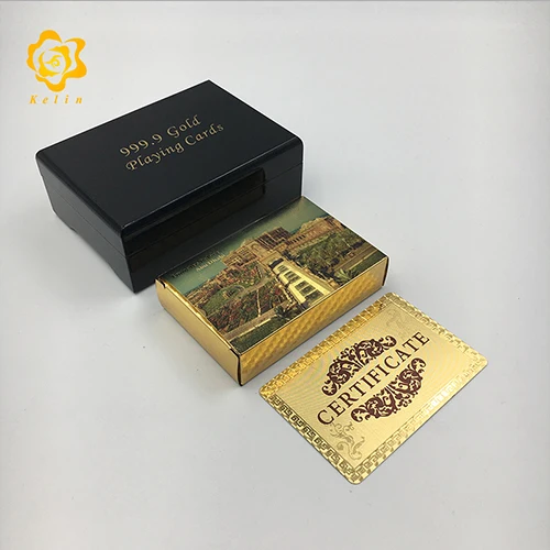Dubai12-red-box Цветные игральные карты из фольги 24 k в Дубае 54 шт./компл. U.A.E. Покерная игровая площадка для коллекции с красной деревянной коробкой - Цвет: Dubai12-red-box