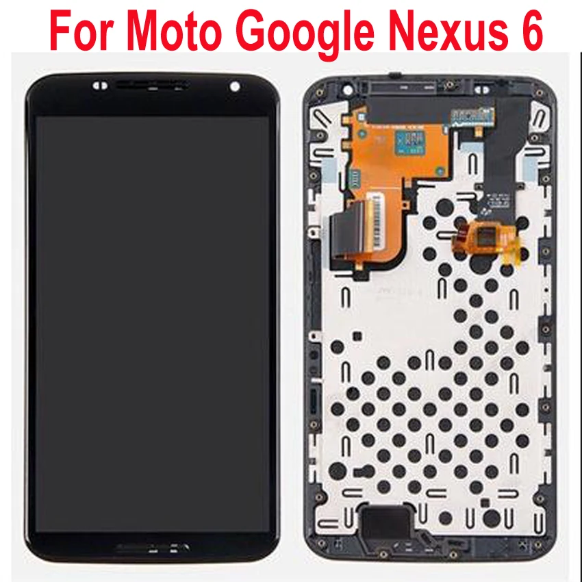 Лучший рабочий ЖК-дисплей Nexus6 сенсорный экран дигитайзер в сборе датчик + рамка