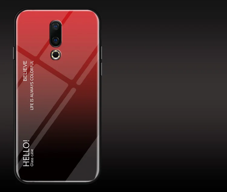 Полупрозрачный градиентный чехол из закаленного стекла для meizu 16 Plus M6T Note 8 V8 16X M5 meizu M5 Note 9 чехол из ТПУ с мягкими краями