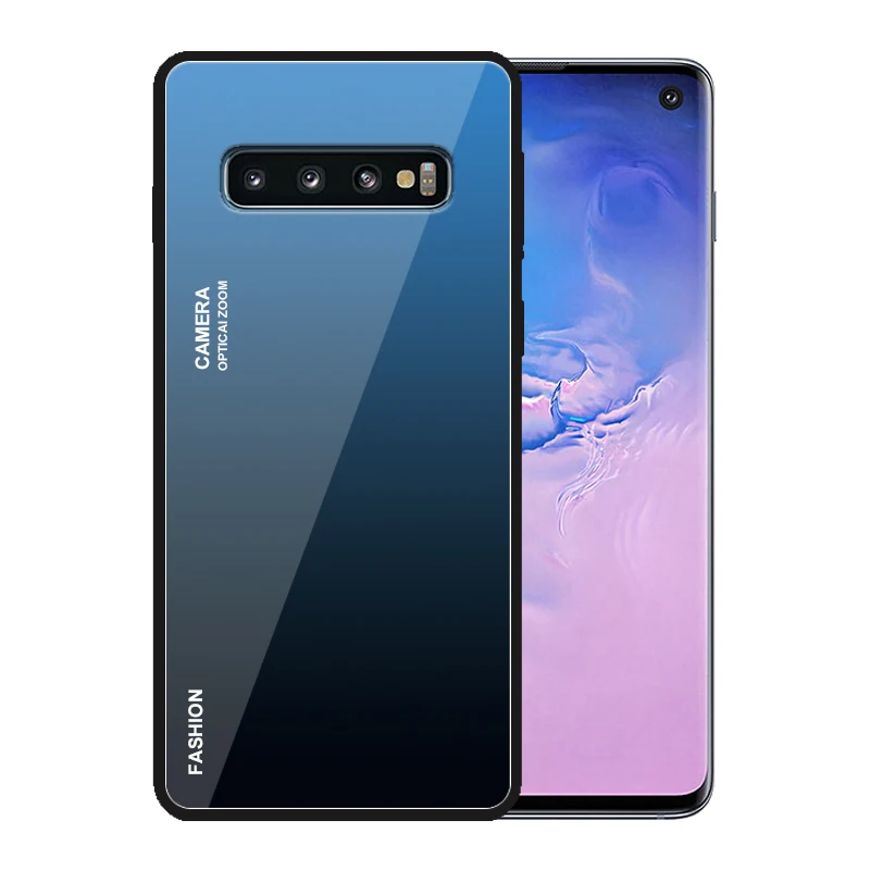 Модные прозрачные градиент закаленное Стекло чехол для samsung Galaxy S10 плюс S10E S9 S8
